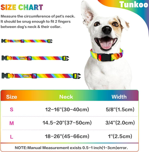 Rainbow Dog Collar, Cute Adjustable Striped Collar for LGBT Pride Month with Strong Plastic Buckle for Small Medium