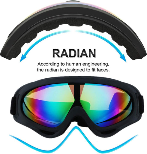 Ski Goggles Pack of 4 - Snowboard Motorcycle Tactical Combat Military Glasses