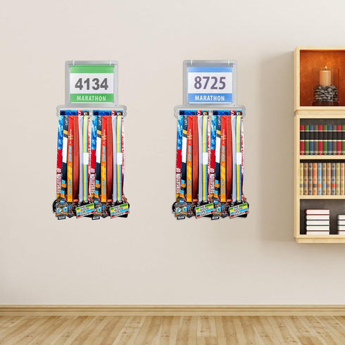 Moxweyeni Race Medal and Bib Display Rack - Wall Mounted Holder for Runners