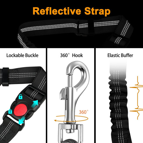 CHZUOBER 2 1 Chew Proof Dog Car Seat Belt, in Steel Cable Dog Car Accessories Headrest Restraint Dogs Car Seatbelt