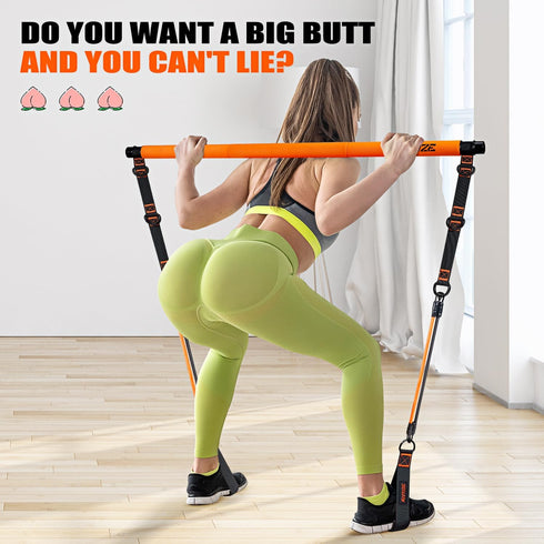 Pilates Bar Kit with Resistance Bands, Multifunctional Equipment for Women & Men, Full-Body Workouts