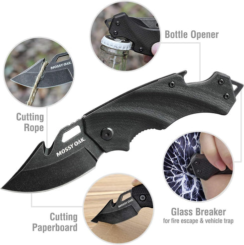Mossy Oak Mini Folding Pocket Knife - 2.5-inch Stainless Steel Drop Point Blade with G10 Handle, EDC Tool