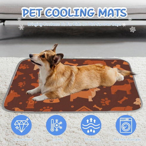 Generic 28" X22" Cooling Dog Mat Ice Silk Ice Mat Animal Paw Print Dog Car Seat Bed Washable Cool Pads Cooling Mats
