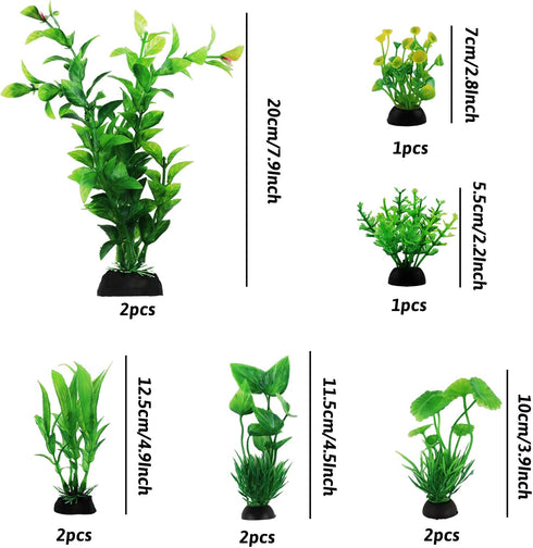 Fish Tank Accessories Green Plants, 10pcs Green Fish Tank Decorations, Aquarium Decor Plastic Plants by PietyPet