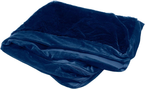Furhaven Replacement Dog Bed Cover - Plush & Velvet L Shaped Chaise, Machine Washable, Deep Sapphire, Jumbo Plus