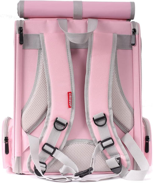 Bird Carrier Backpack with Wooden Stand Perch - Travel Carrier Backpack for Birds in Pink
