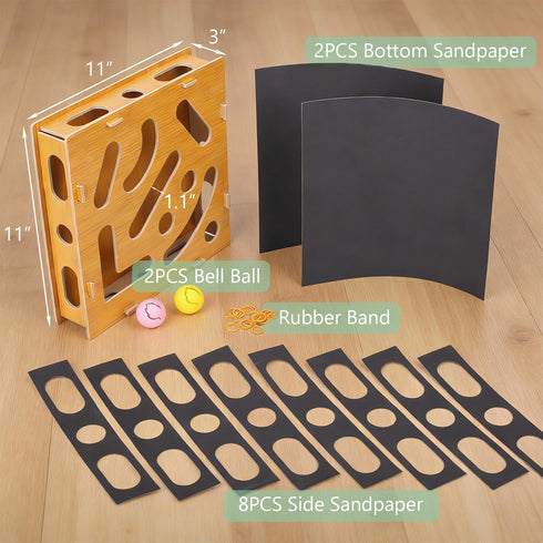 Luampo MDF Cat Nail File Enrichment Box, Scratch Puzzle with Sandpaper Surface, Stress-Free Nail Care Alternative
