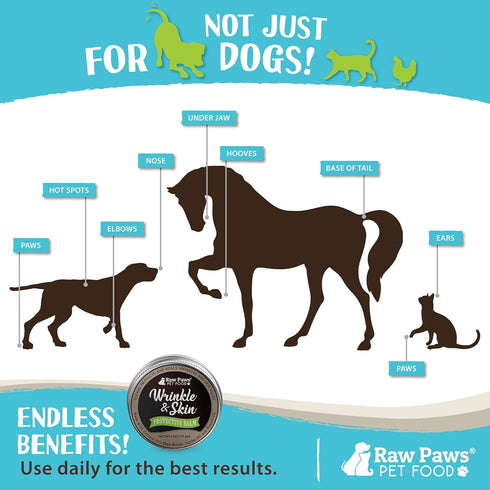 Raw Paws 4-Ounce Wrinkle & Skin Balm for Dogs, Natural Paste for Bulldogs, Dog Cream for Skin Fold Care