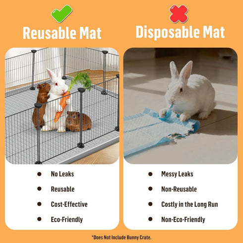 46 x32 Silicone Pet Cage Liner Mat, Small Animals Floor Bed Mat Washable & Reusable Rabbit Playpen Mat, Pet Training