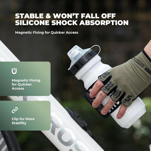 Backpacks, ROCKBROS Magnetic Strap Water Bottle Holder with Quick-Release Button for Road Bikes, Mountain Bikes