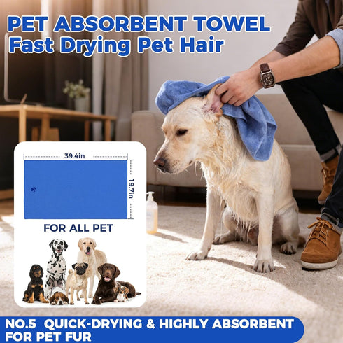9 Set PAWCHIE Bath Grooming Kit for Pets, PCS Hair Brush with Towel,Washing Gloves,Bath Brush and Adjustable Handle