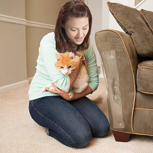 6 PCS Furniture Protectors from Cats - Self-adhesive Vinyl Sheet + Twist Pins, Pet Scratch Deterrent for Furniture