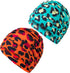 Women Swimming Cap 2Pcs Non-Waterproof Fabric Pleated Elastic Bathing Caps for Swim