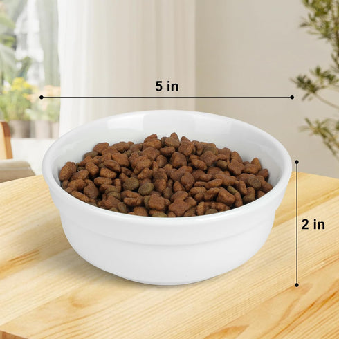 5" Ceramic Cat Bowl with Paws Pattern, Healthy Cat Dishes for Food and Water, Dishwasher Safe & Microwaveable