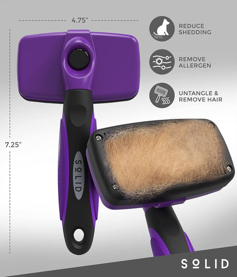 Pet Slicker Brush - Dog & Cat Brush for Shedding & Grooming, Dematting & Detangling Self-Cleaning Brushes
