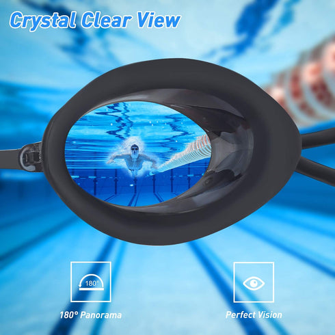 Swim Goggles, Anti Fog Swimming Goggles with UV Protection Mirrored & Clear Lenses