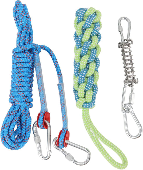 Asixxsix Spring Pole Dog Rope Toy, 16.4ft Outdoor Bungee Hanging Toy for Small Medium Large Dogs