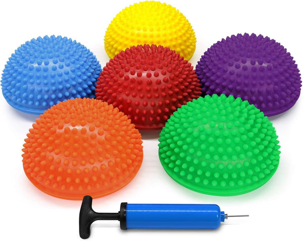 Yes4All Hedgehog Balance Pods for Exercise, Core Body Balancing, Set of 6 with Hand Pump