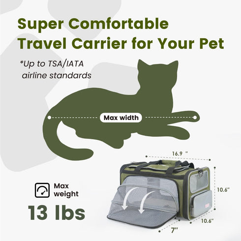 Pawaii TSA Airline Approved Soft Sided Collapsible Pet Carrier, Portable and Convenient Travel Friendly Carrier