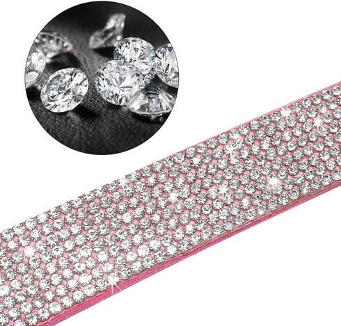 Rhinestone Dog Collar, Cute Dazzling Sparkling Soft Suede Leather Collar for Dogs and Cats, Crystal Diamond Pet Collar