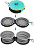 Portable 2 in 1 Pet Bowls with Zipper Carrying Case - Collapsible Double Travel Dog Bowls