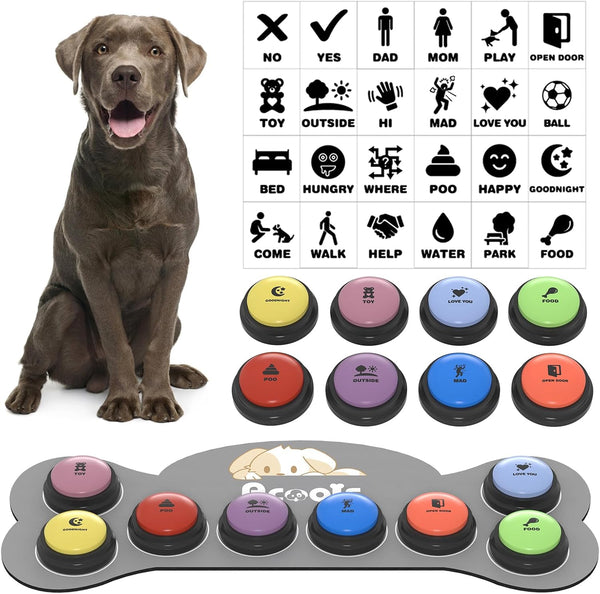 Dog Buttons for Communication, 8 Dog Talking Button Set, 30s Recordable Voice Pet Buzzer Training Buttons