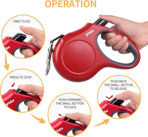 Fida Retractable Dog Leash, 16ft Heavy Duty Pet Walking Leash for Dogs or Cats up to 110 lbs, Tangle-Free
