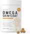 Salmon Oil for Dogs - 60 Soft Chew Omega Treats for Skin and Coat, Fish Oil Blend of Essential Fatty Acids, Made in USA