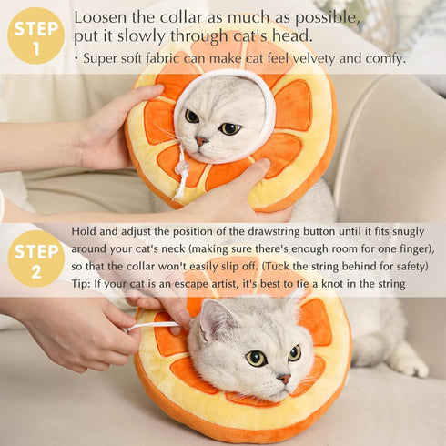 ANWA Adjustable Cat Cone Collar - Soft Cute Donut Collar for Kitten Recovery After Surgery, Prevent Licking