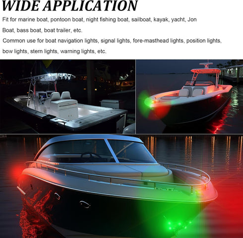 (1Pcs 2Pcs PSEQT Boat Navigation Lights LED Waterproof Marine Bow Stern Side Interior Deck Transom Lights w/Chrome
