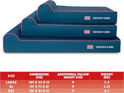 Replacement Outer Cover Only for Orthopedic Memory Foam Dog Bed - Washable Oxford Fabric, Large (Blue with Red Piping)