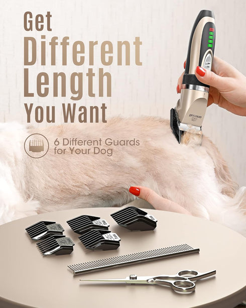 oneisall Dog Clippers Low Noise, 2-Speed Quiet Rechargeable Cordless Pet Hair Clipper for Small and Large Dogs Cats