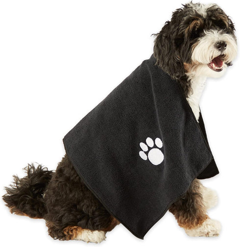 Bone Dry Pet Grooming Towel Collection Embroidered Absorbent Microfiber Drying Set, 15x30, Black, 3 Count by Bone Dry
