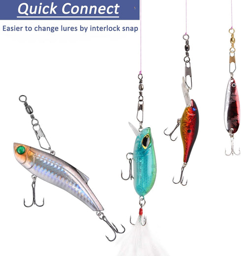 JSHANMEI Fishing Snap Swivels Rolling Barrel Swivels with Safety Snaps, Black Nickel Coated, High Strength Copper
