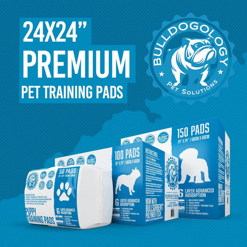Premium Puppy Pee Pads with Adhesive Sticky Tape - 24x24 Large Dog Training Wee Pads, 100-Count, White