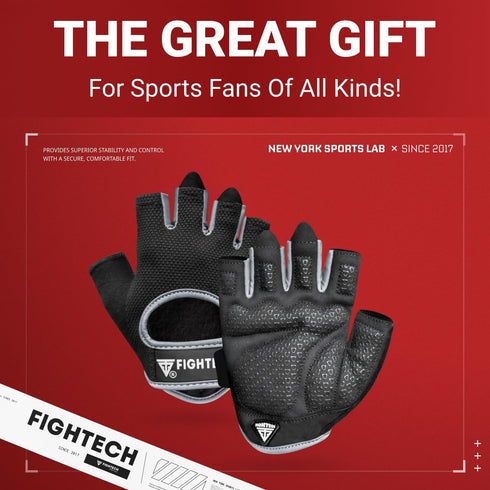 FIGHTECH Workout Gloves for Men and Women, Fingerless Weight Lifting Gloves with Cushioned Palms, Gym Gloves