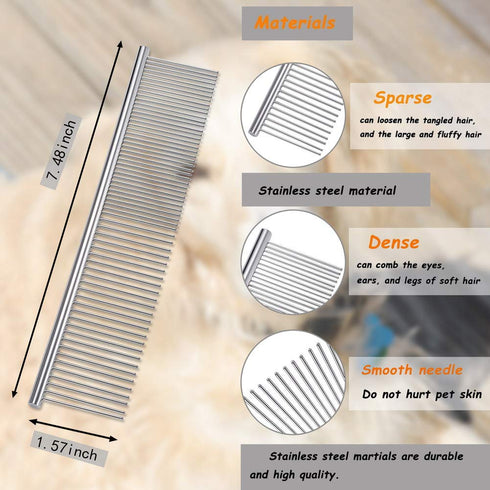 Laiannwell Cat Combs, Professional Grooming Comb for Dog/Cat/Small Pets (3 Packs)