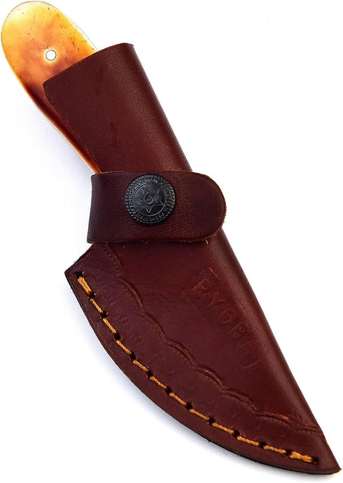 Small Skinning Knife, Fixed Blade Damascus Bone Knife, 3 Inch Blade for Camping Gear