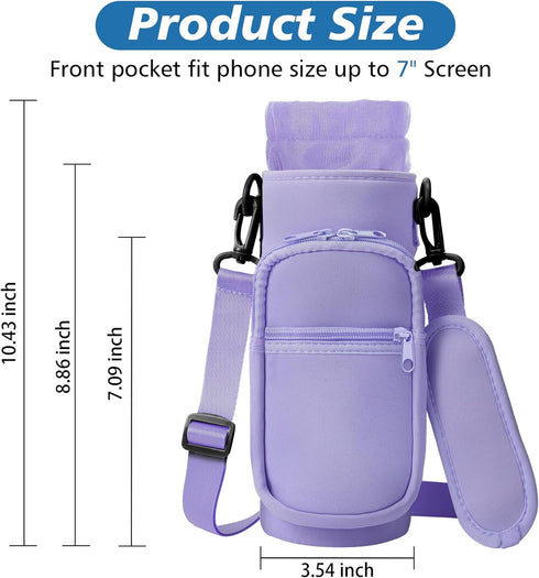 32 40 oz 2 AceTreker Water Bottle Carrier with Strap, Neoprene Water Bottle Sleeve Bag with Pockets Insulated Flask
