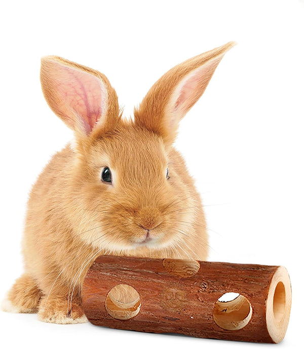 SunGrow Rabbit Log Chew, 8 Inches, 2-in-1 Hay Feeder and Molar Bunny Log Chew for Small Animals