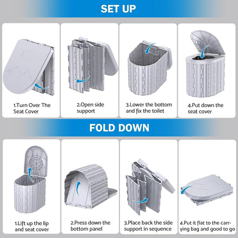 FENNIDICE 14.5'' Portable Toilet for Camping with Pop-Up Privacy Tent, Portable Potty for Adults, Ultralight Foldable