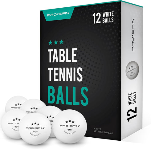 PRO SPIN 3-Star Premium White Ping Pong Balls, High-Performance 40+ ABS, Ultimate Durability for Indoor & Outdoor