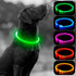 HIGO Light Up Dog Collars, USB Rechargeable LED Dog Collar, High Visibility Puppy Collar for Night Walking (Green)