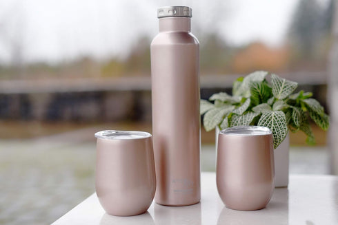 750ml/25 oz, Fifty/Fifty Wine Growler Water Bottle, Narrow Mouth, Seven Fifty, Rose Gold