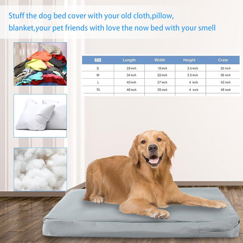 Waterproof Dog Bed Cover, Washable Dog Crate Pad Replacement Cover, Removable Pet Dog Crate Pad Replacement Covers for