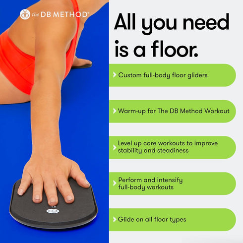 THE DB METHOD DreamDiscs Core Sliders for Work Out - Custom Full Body Ab Floor Gliders for Exercising, Set of 2