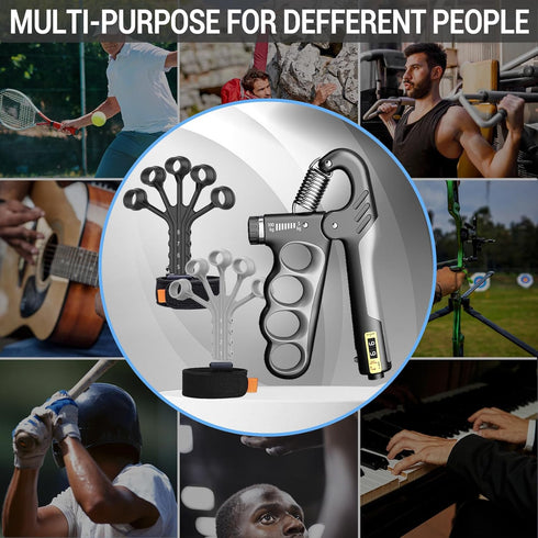 Hand Grip Strengthener, Adjustable Resistance 11-220Lbs Combo Set with Counting, Forearm Strength Trainer