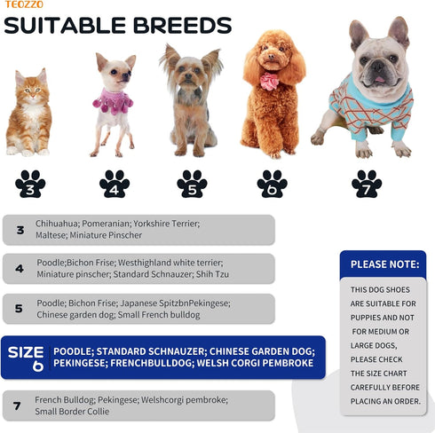 Dog Shoes Dog Boots & Paw Protector, Anti-Slip Sole Winter Dog Booties with Reflective Straps, 4PCS Blue for Small
