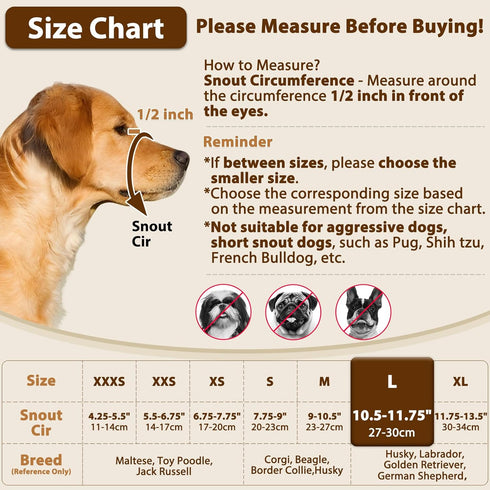 Crazy Felix Nylon Dog Muzzle for Small Medium Large Dogs, Air Mesh Breathable Pet Mouth Guard for Anti-Biting (L, Grey)