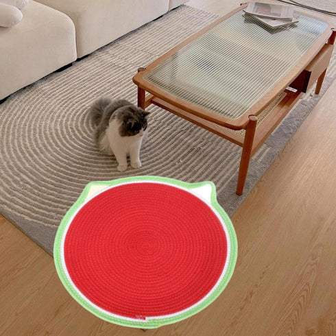 Generic 19.69inch Floor Cat Scratching Mat Active Play Round Cotton Rope Wear Resistant Kitten Scratcher Lounge Mat